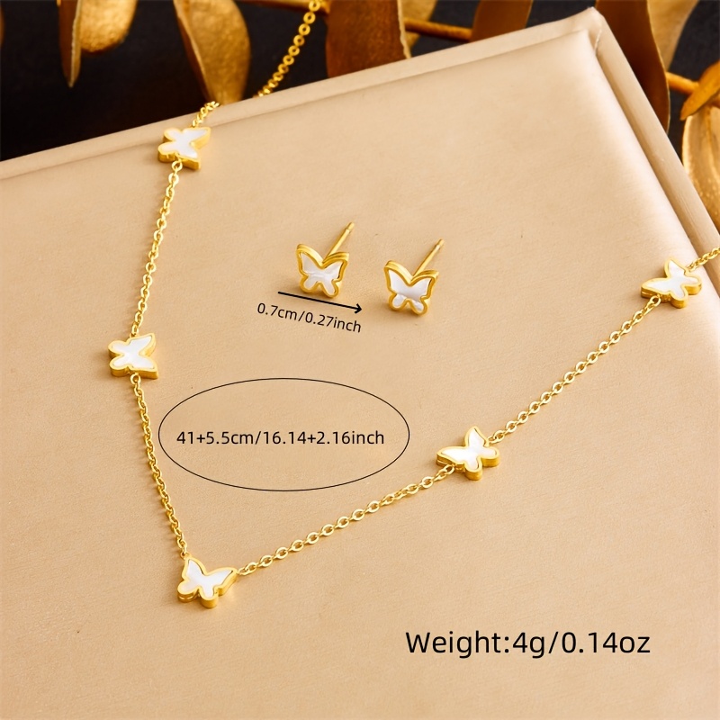 Women's 304 Stainless Steel High-Quality Butterfly Necklace Earring Set